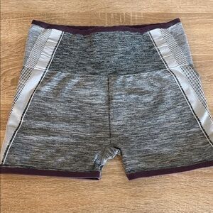 Athleta Heathered Gray Shorts with Purple Trim